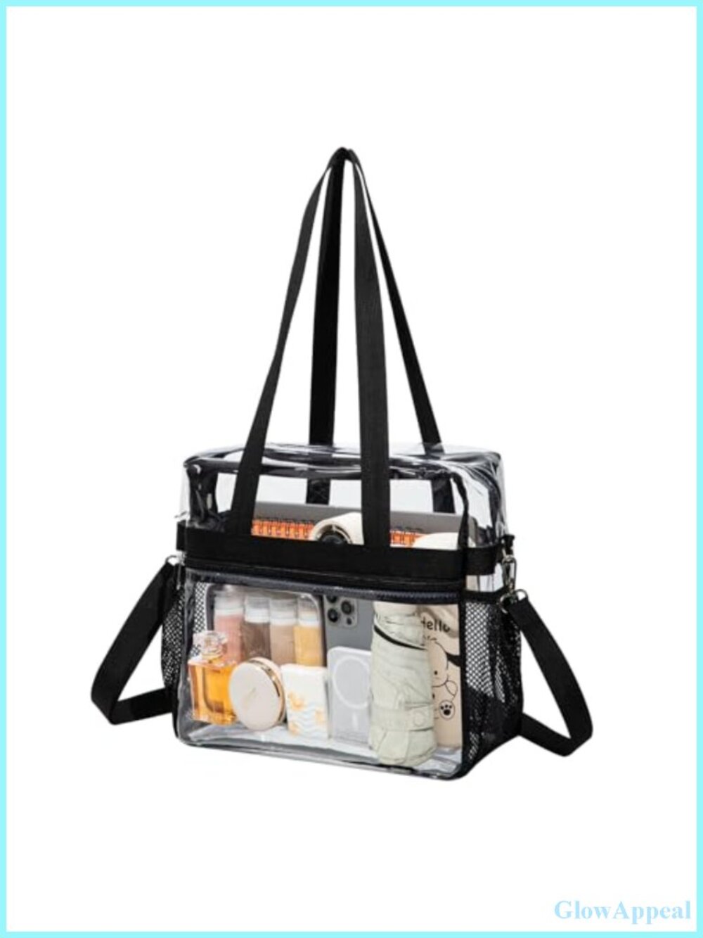Clear PVC Transparent Tote Bag with Adjustable Crossbody Strap